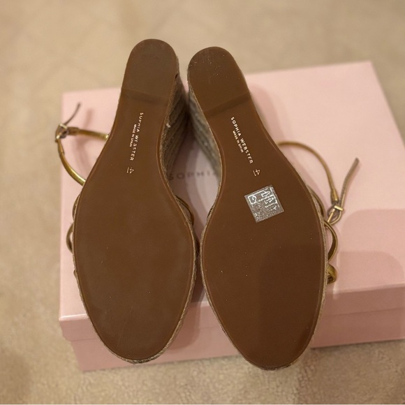 NWB Sophia Webster Alina Gold Espadrille Open Wedge Platform Heel Shoes Crystal - Picture 8 of 10